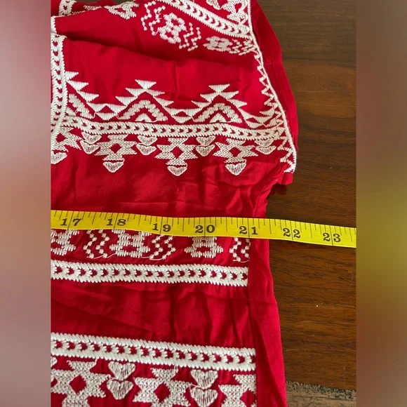 NWOT Savanna Jane Large L Red Embroidered Dress S/S Midi Boho Women’s - Picture 9 of 10